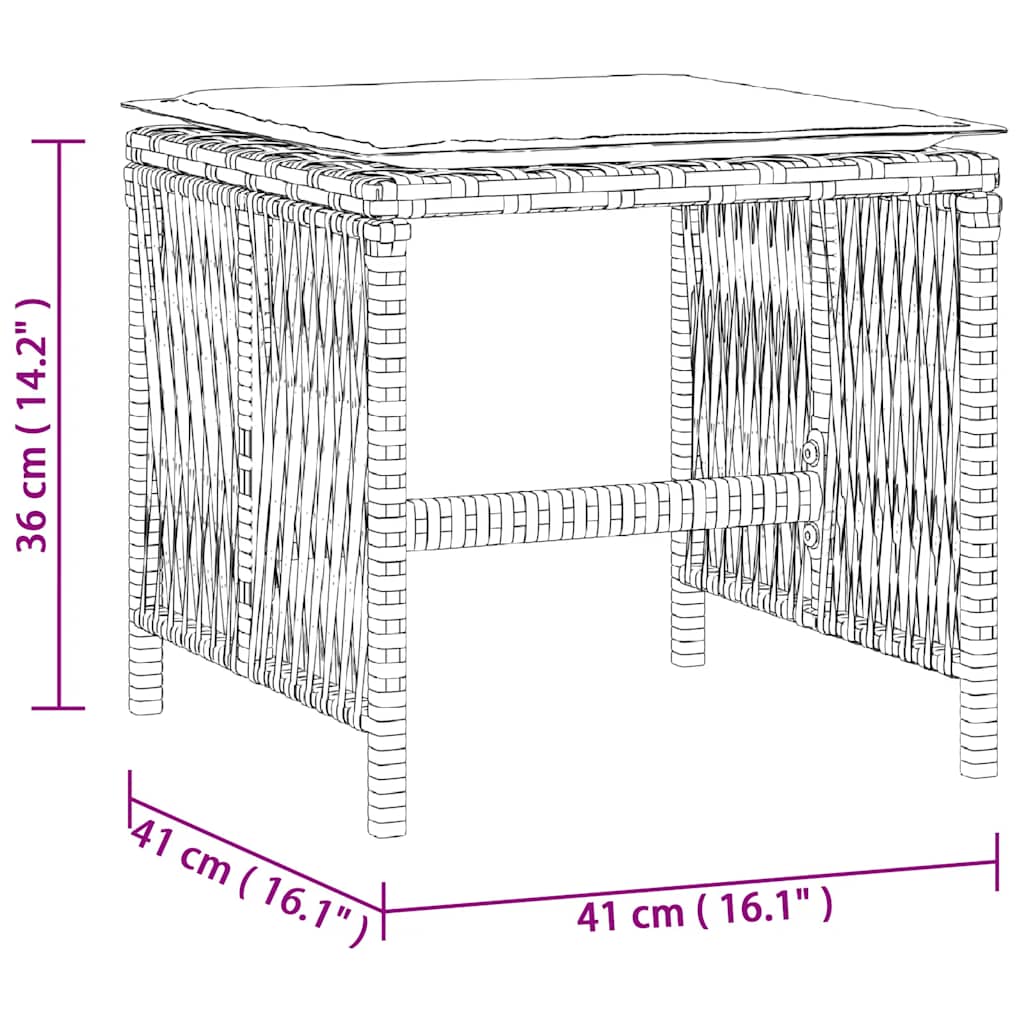 Vrtni taburei s jastucima 4 kom 41x41x36 cm od poliratana