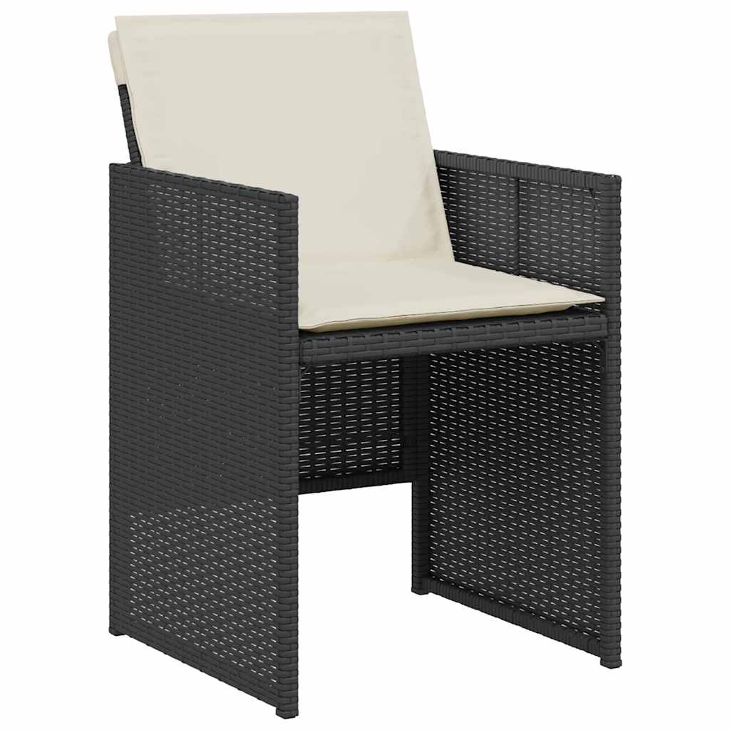 3-dijelni bistro set s jastucima crni od poliratana