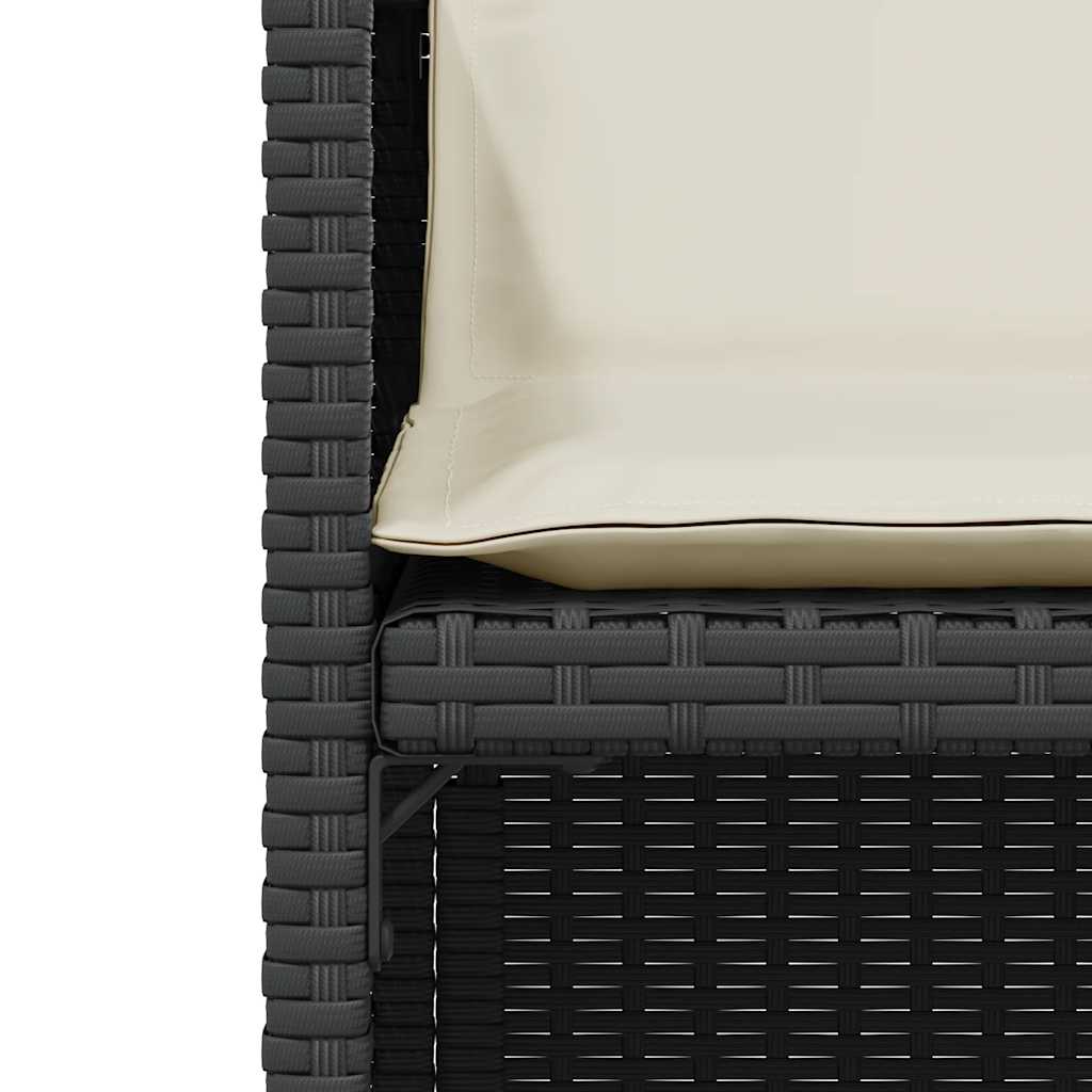 3-dijelni bistro set s jastucima crni od poliratana