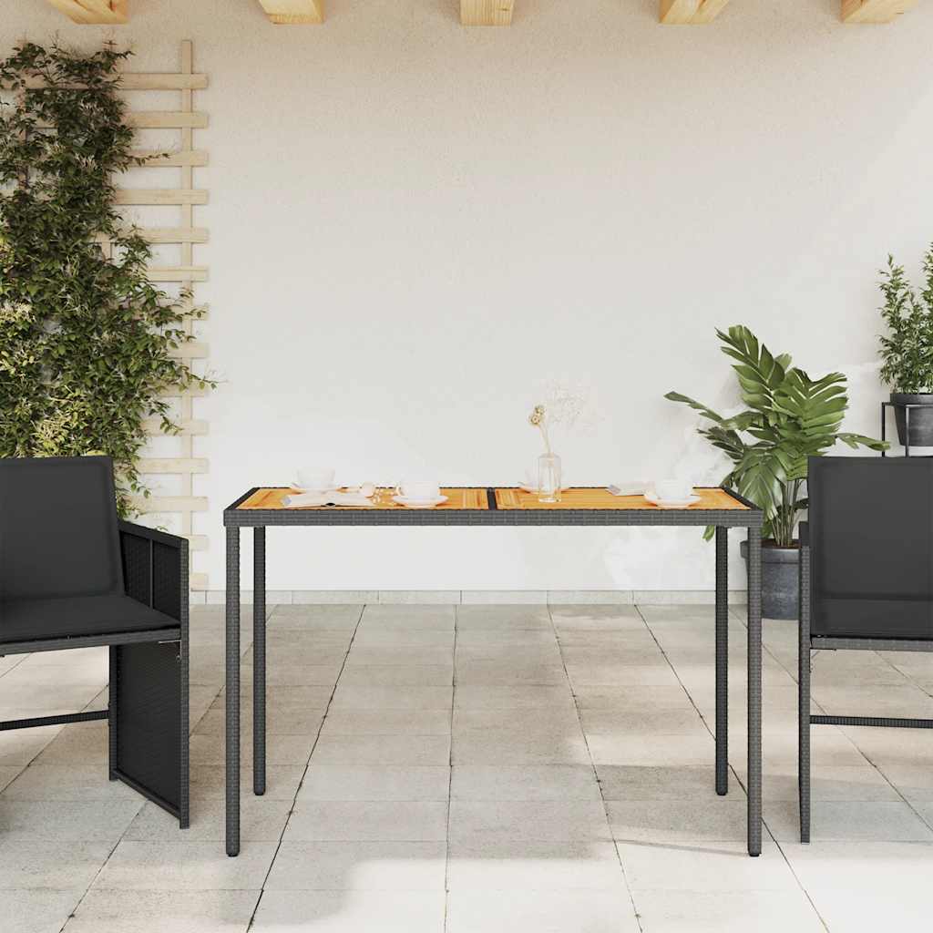 Vrtni stol s pločom od drva bagrema crni 115x54x74 cm poliratan