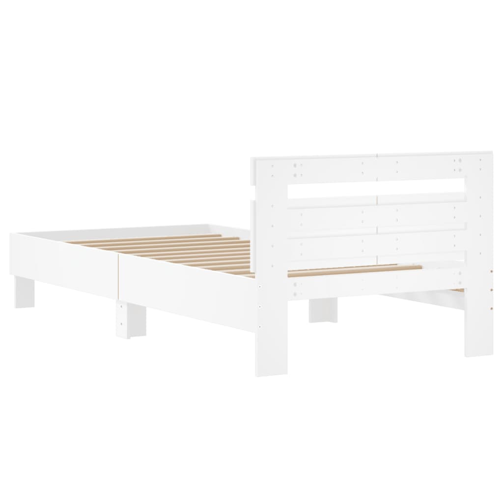 Okvir za krevet s uzglavljem bijeli 100 x 200 cm drveni