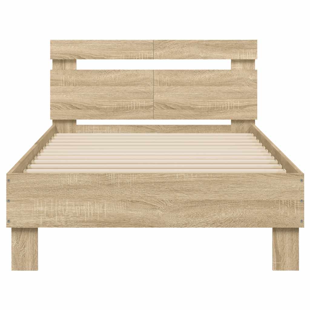 Okvir za krevet s uzglavljem boja hrasta 100x200 cm drveni