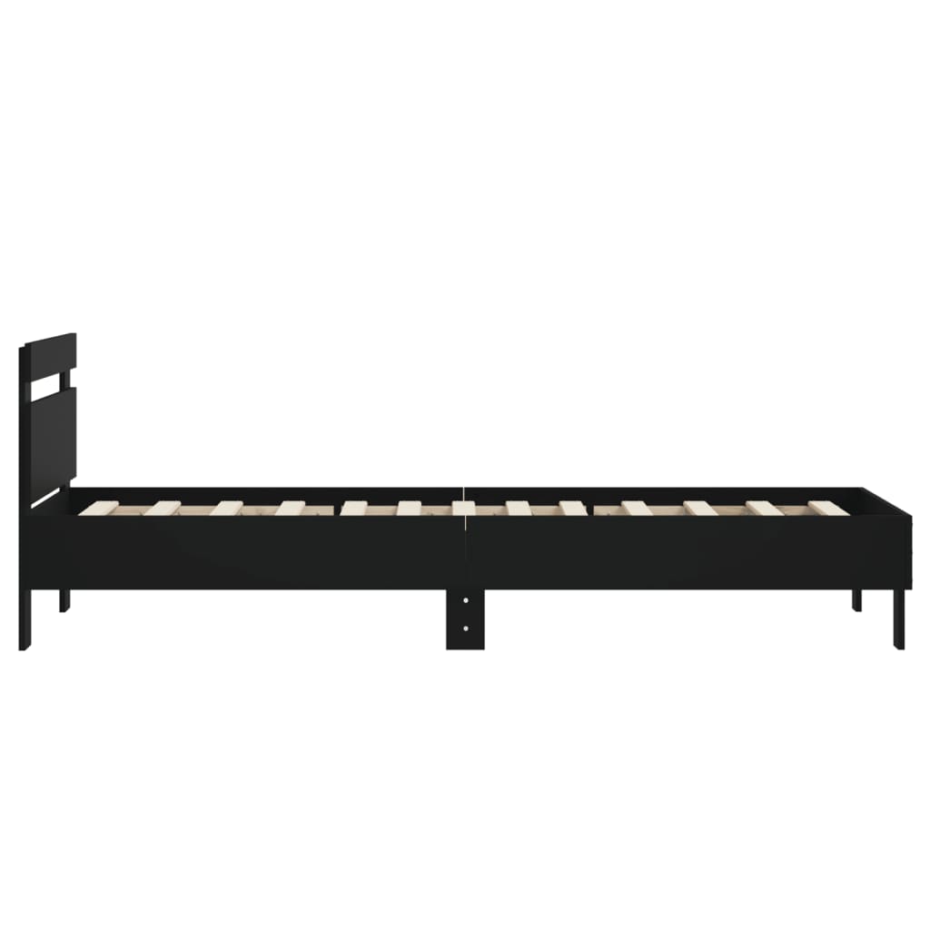 Okvir kreveta s uzglavljem crni 90 x 200 cm konstruirano drvo