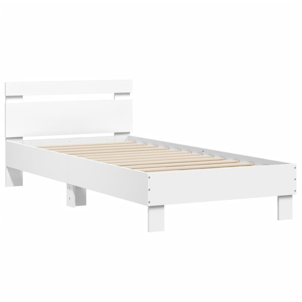 Okvir za krevet s uzglavljem bijeli 75x190 cm konstruirano drvo