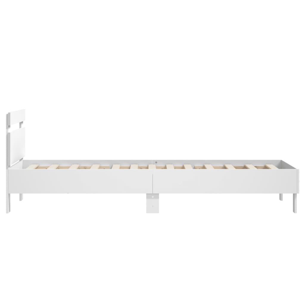 Okvir za krevet s uzglavljem bijeli 75x190 cm konstruirano drvo