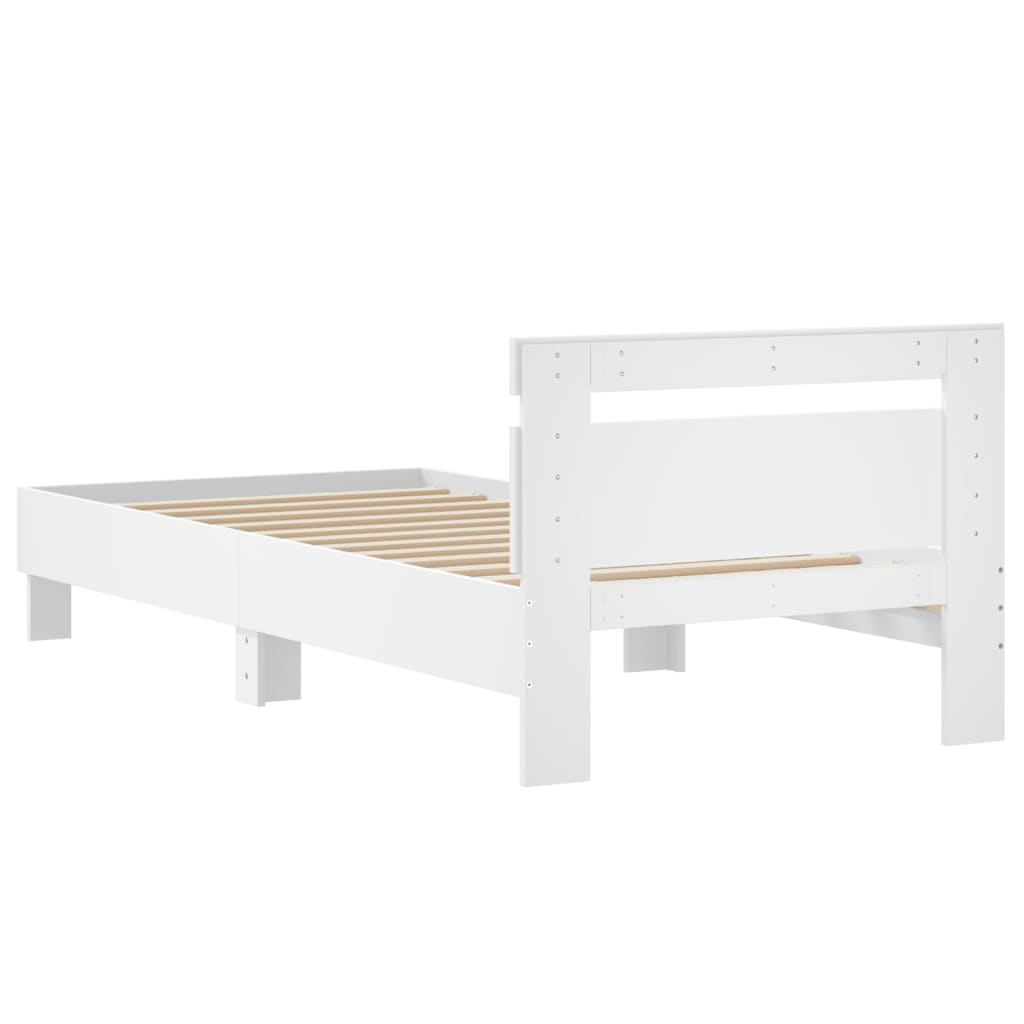 Okvir za krevet s uzglavljem bijeli 75x190 cm konstruirano drvo