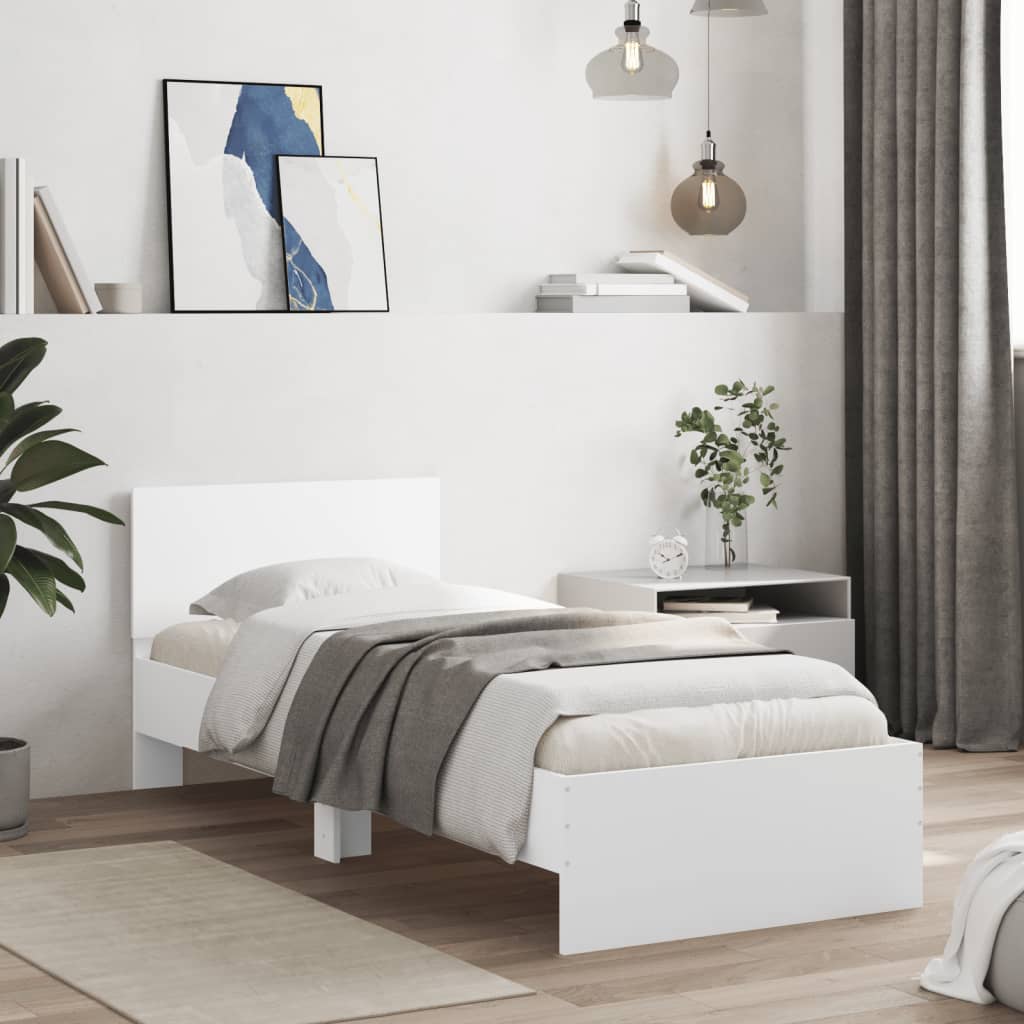 Okvir kreveta s uzglavljem bijeli 90 x 200 cm konstruirano drvo