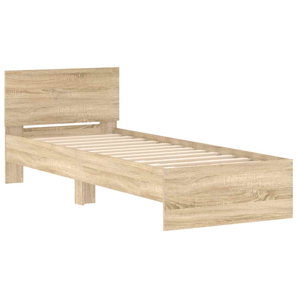 Okvir za krevet s uzglavljem boja hrasta 90x200 cm drveni