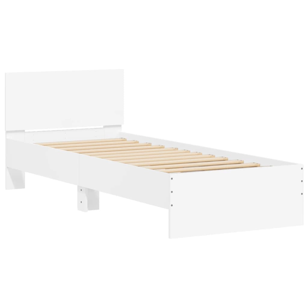Okvir za krevet s uzglavljem bijeli 75x190 cm konstruirano drvo