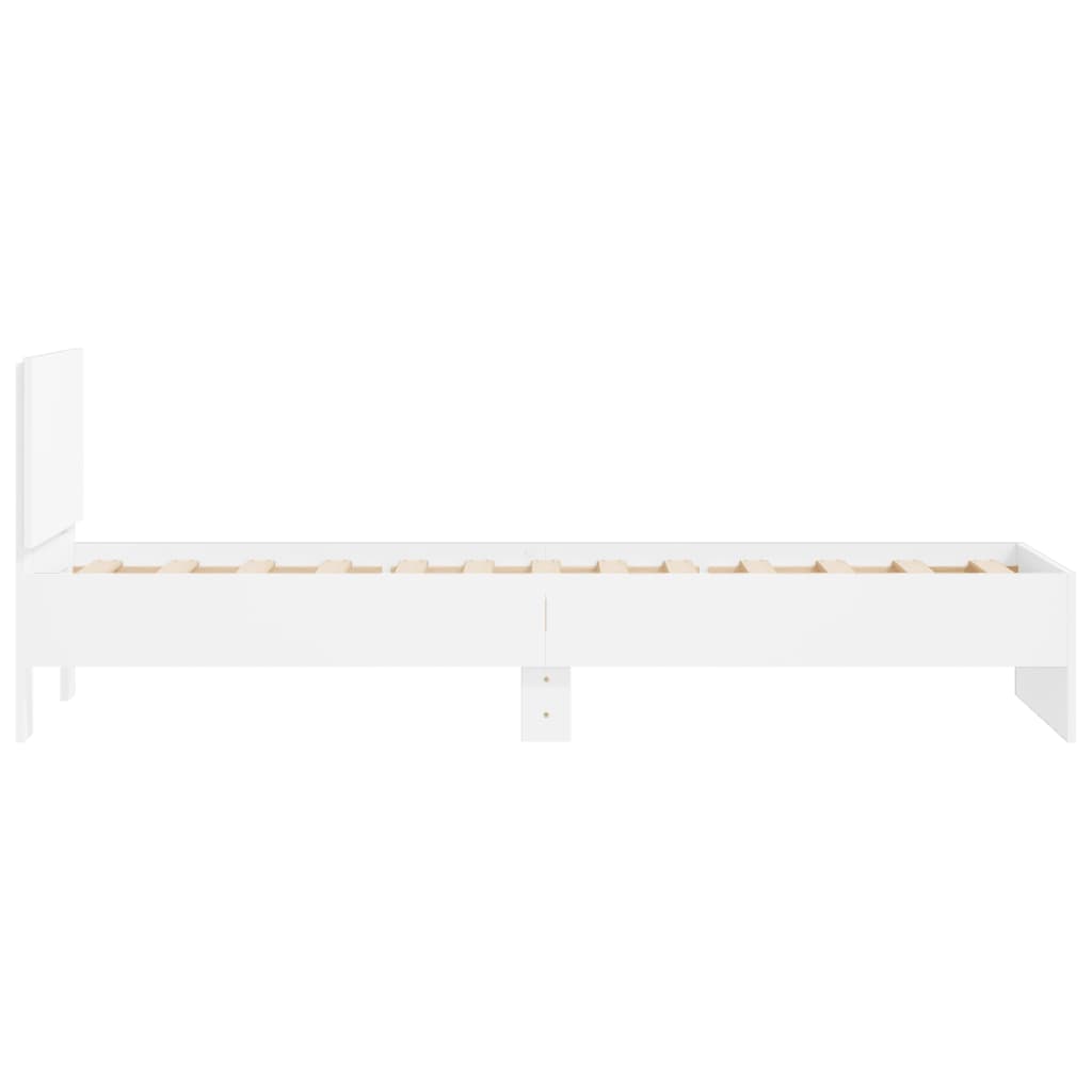 Okvir za krevet s uzglavljem bijeli 75x190 cm konstruirano drvo