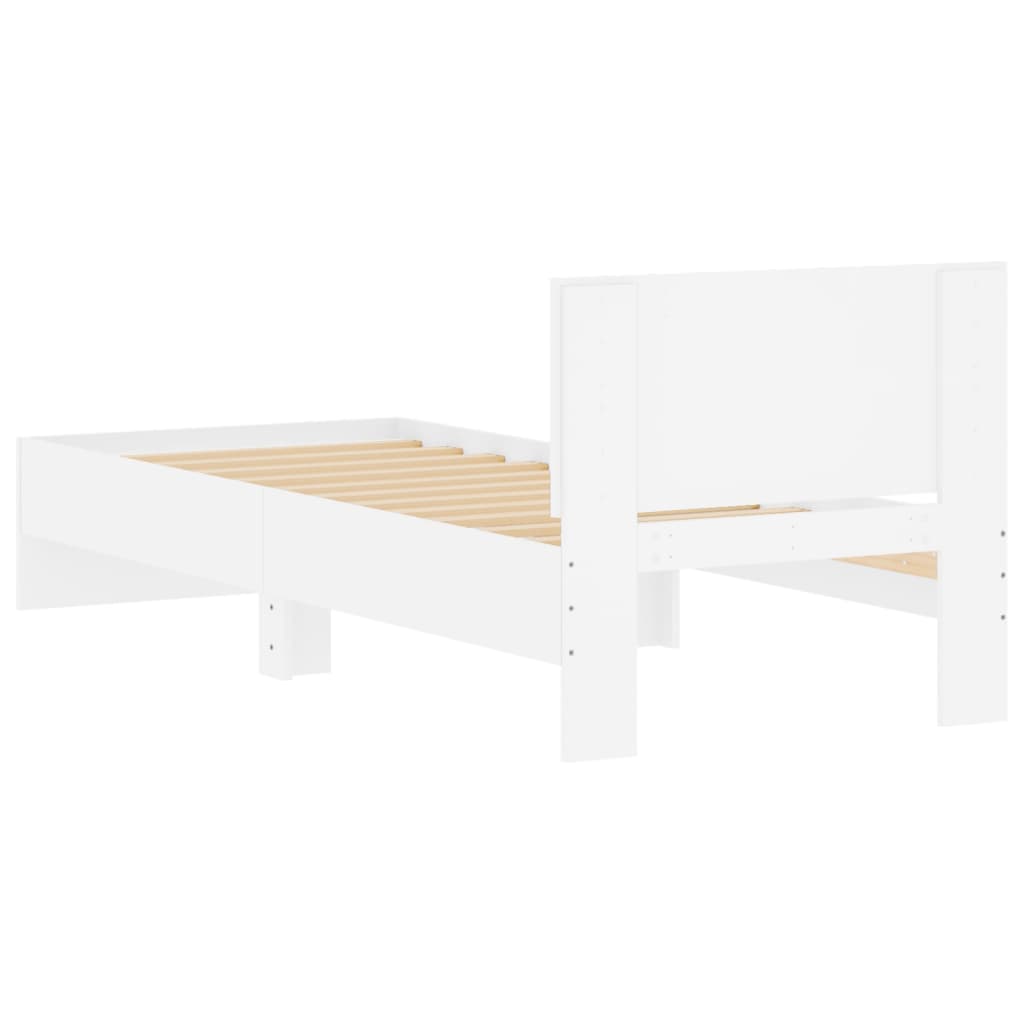 Okvir za krevet s uzglavljem bijeli 75x190 cm konstruirano drvo