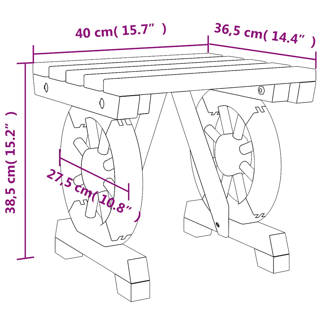 Vrtni tabure 40 x 36,5 x 38,5 cm od masivne jelovine