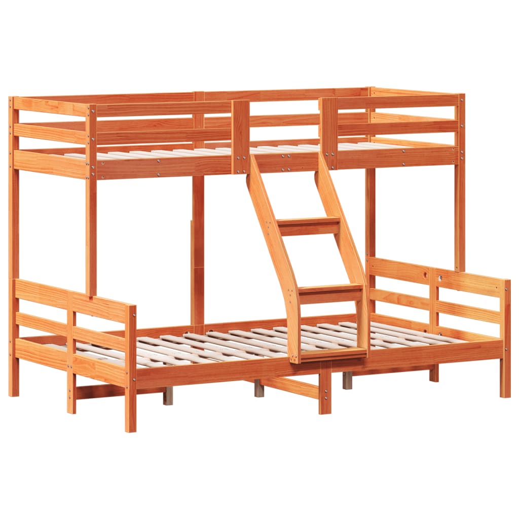 Krevet na kat 90x200/120x200 cm masivna borovina voštano smeđi