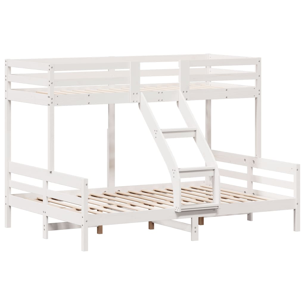 Krevet na kat 90x200/140x200 cm masivna borovina bijela
