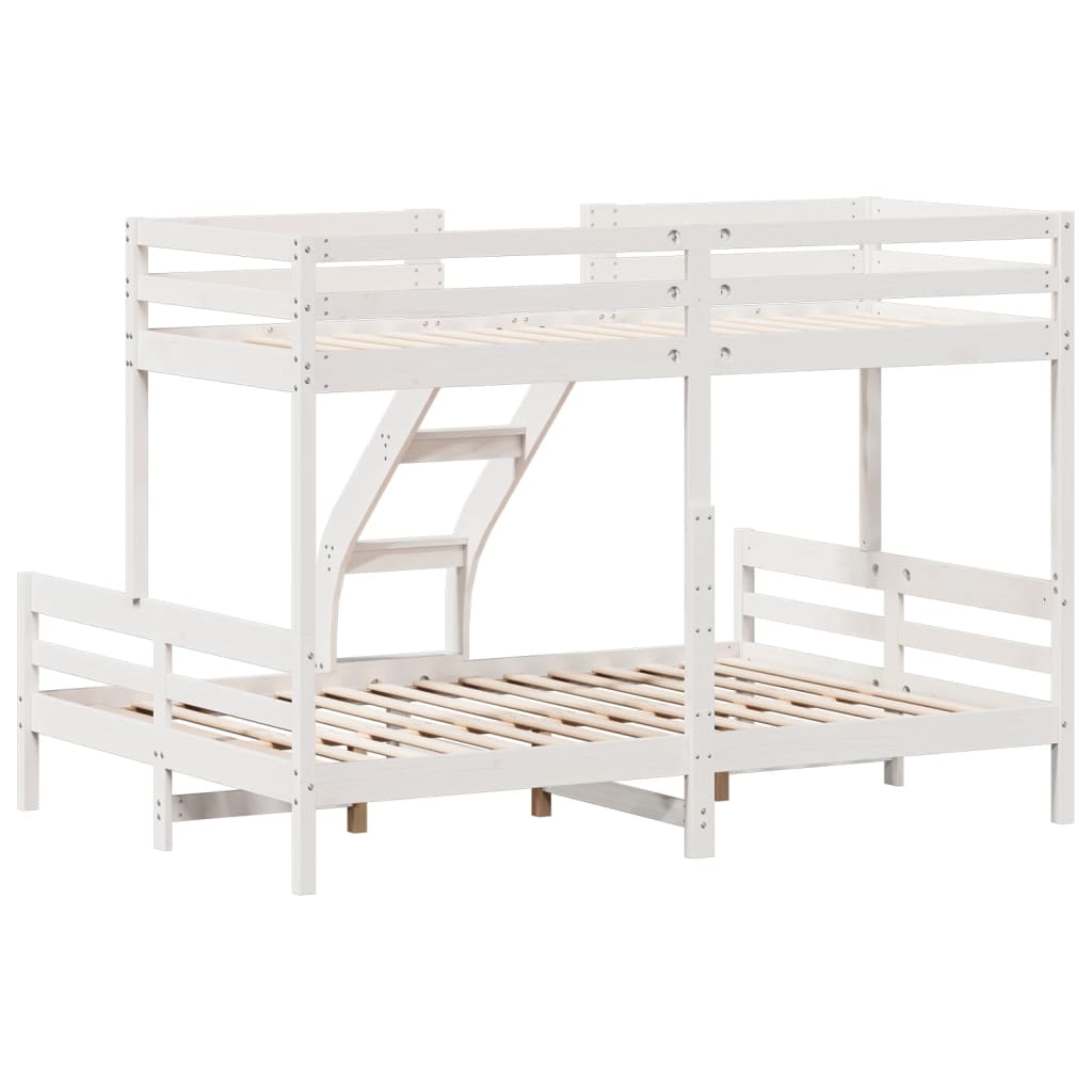 Krevet na kat 90x200/140x200 cm masivna borovina bijela