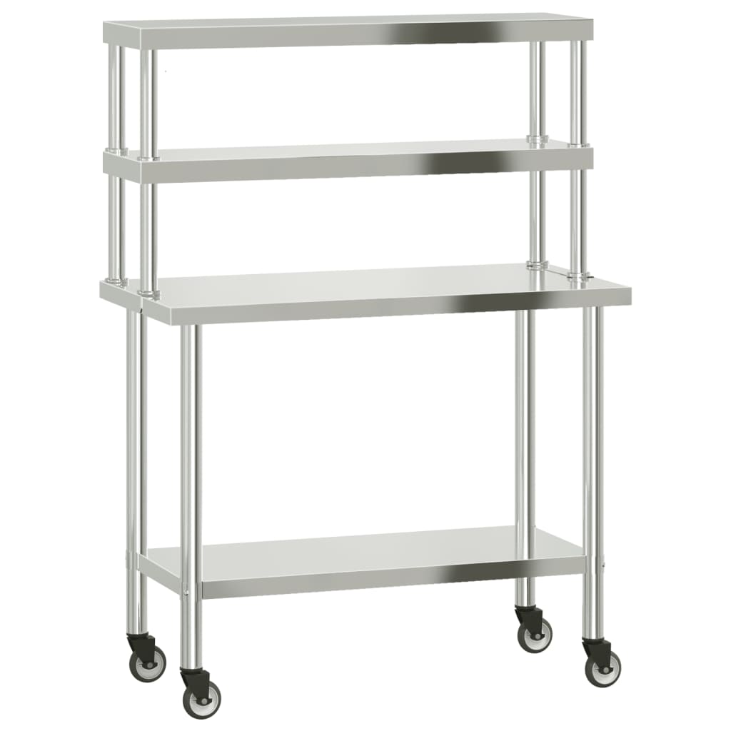 Kuhinjski radni stol s policom 110x55x150 cm nehrđajući čelik
