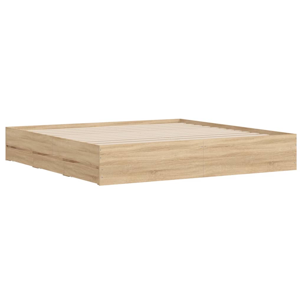 Okvir za krevet s ladicama boja hrasta 160x200 cm drveni