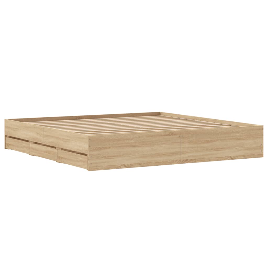 Okvir za krevet s ladicama boja hrasta 160x200 cm drveni