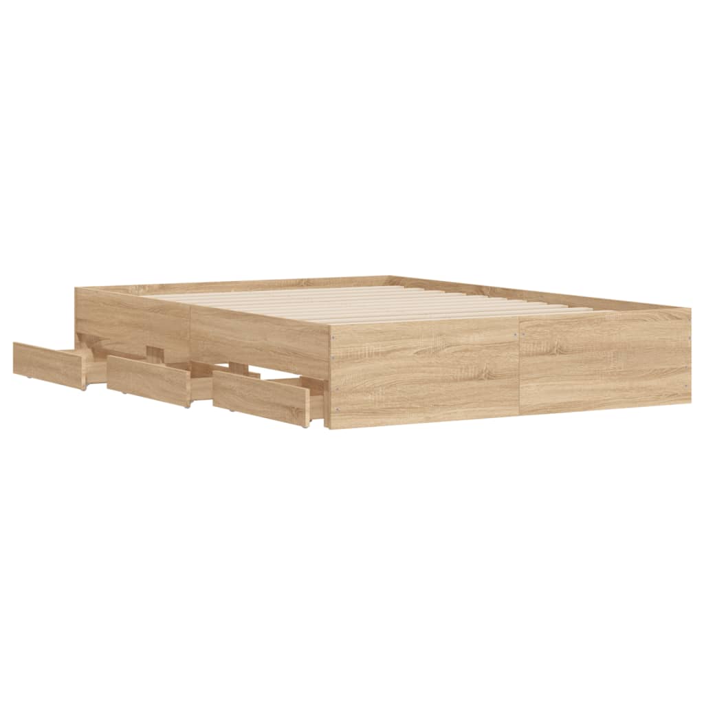 Okvir za krevet s ladicama boja hrasta 120x200 cm drveni