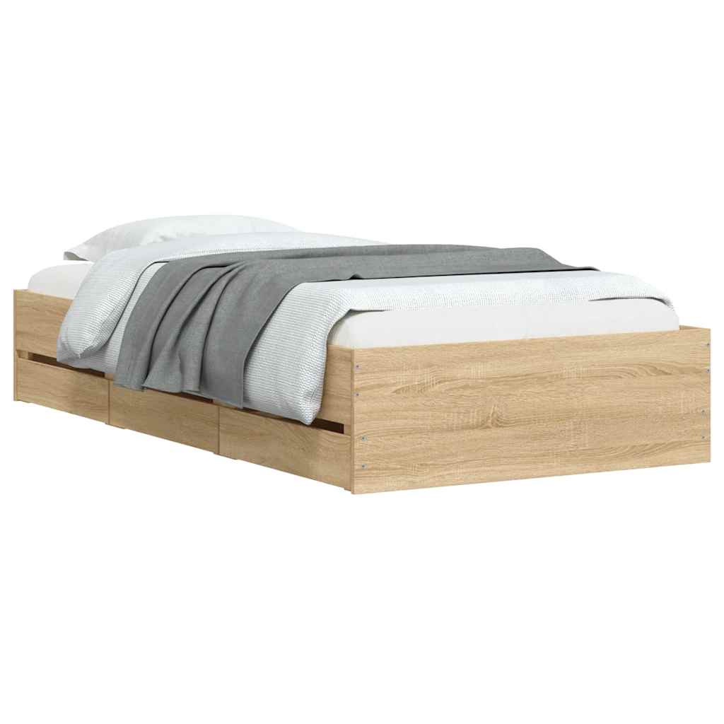 Okvir za krevet s ladicama boja hrasta 90x200 cm