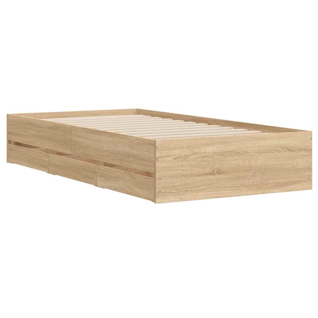 Okvir za krevet s ladicama boja hrasta 90x200 cm