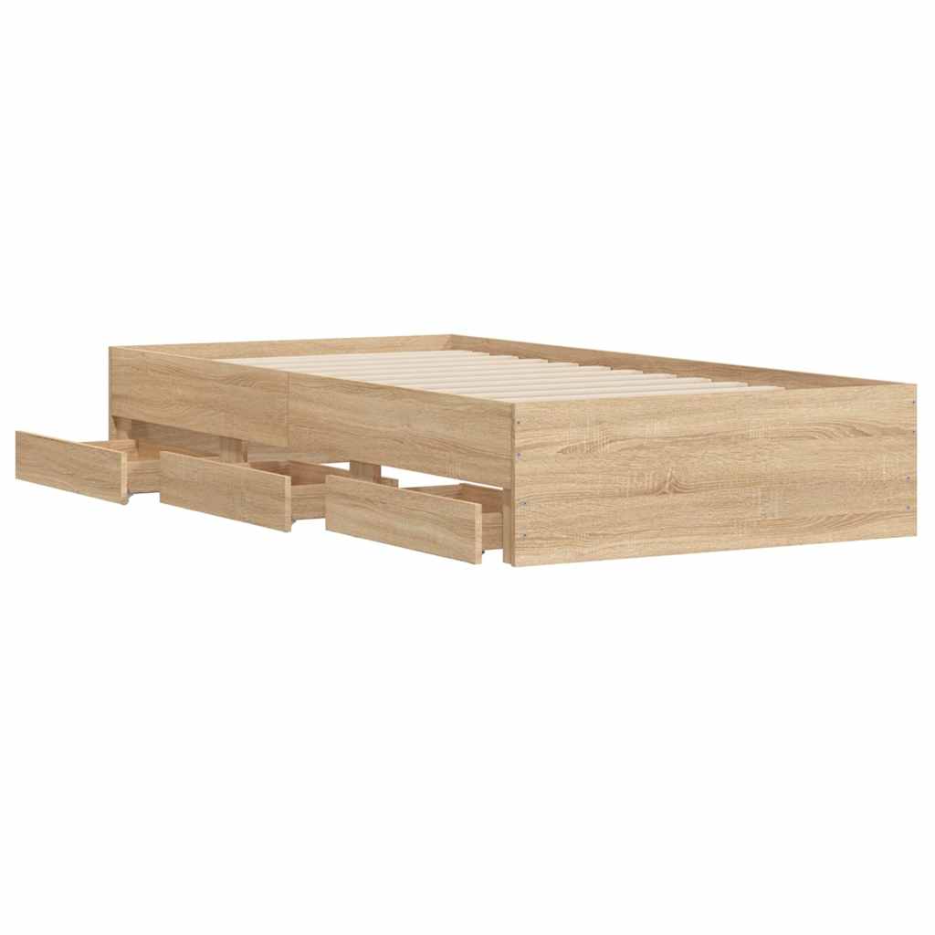 Okvir za krevet s ladicama boja hrasta 90x200 cm