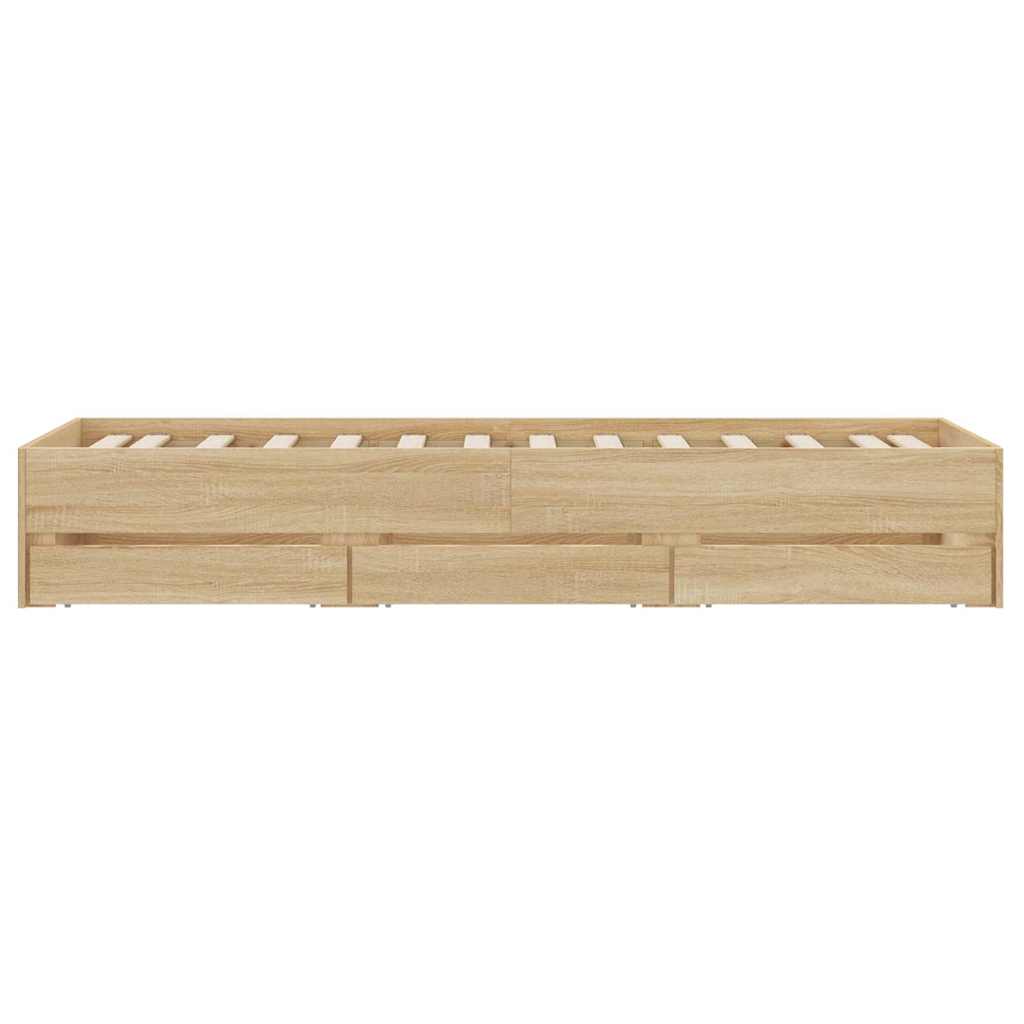 Okvir za krevet s ladicama boja hrasta 90x200 cm