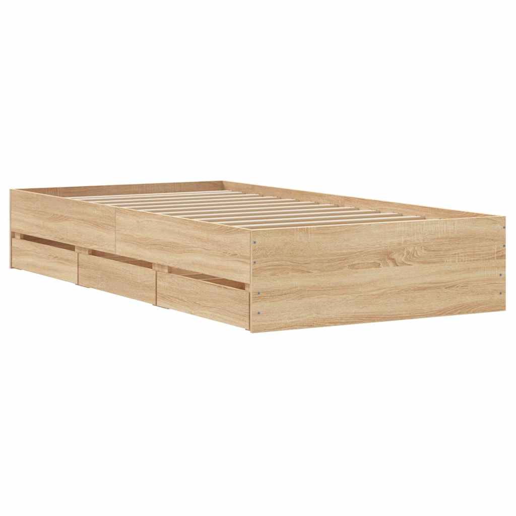 Okvir za krevet s ladicama boja hrasta 90x200 cm