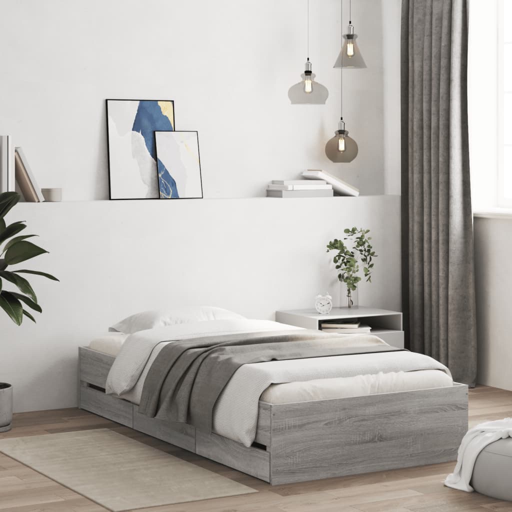 Okvir za krevet s ladicama boja hrasta 90x200 cm