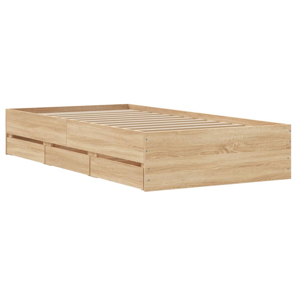 Okvir kreveta s ladicama boja hrasta sonome 75x190 cm drveni