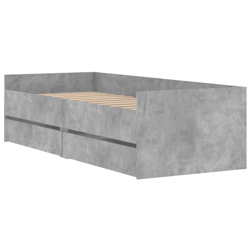 Okvir kreveta s ladicama siva boja betona 90x200 cm