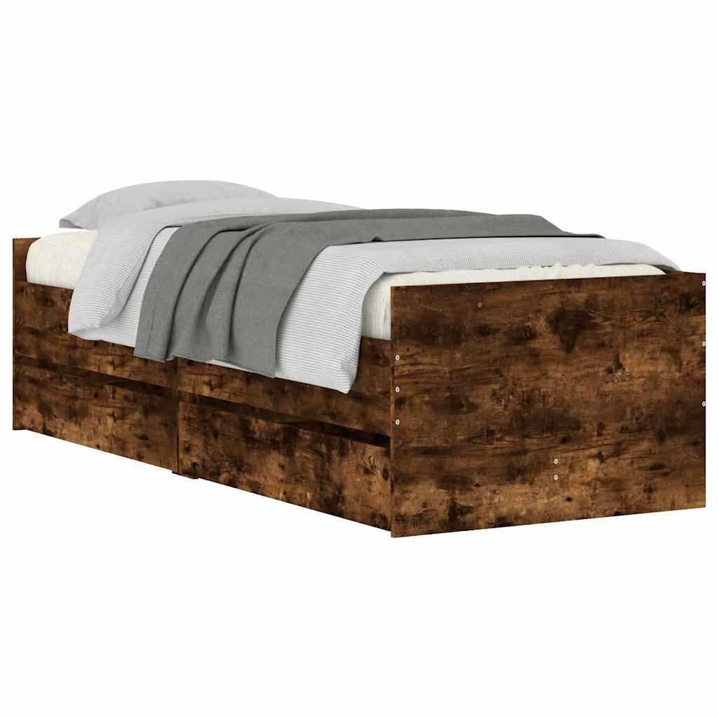 Okvir kreveta s ladicama boja dimljenog hrasta 90 x 190 cm