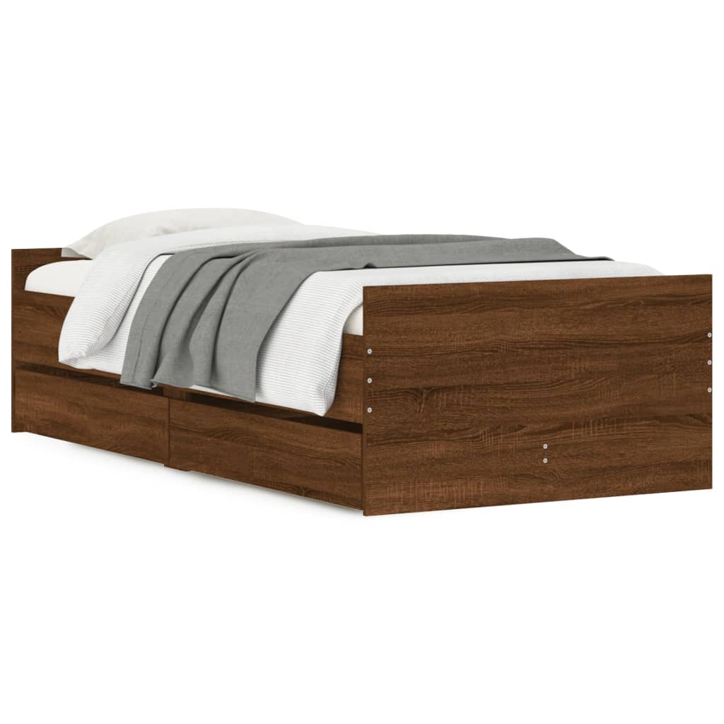 Okvir kreveta s ladicama boja hrasta 100 x 200 cm