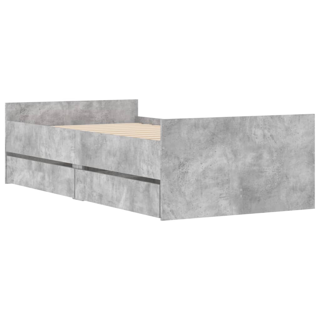 Okvir kreveta s ladicama siva boja betona 90x200 cm