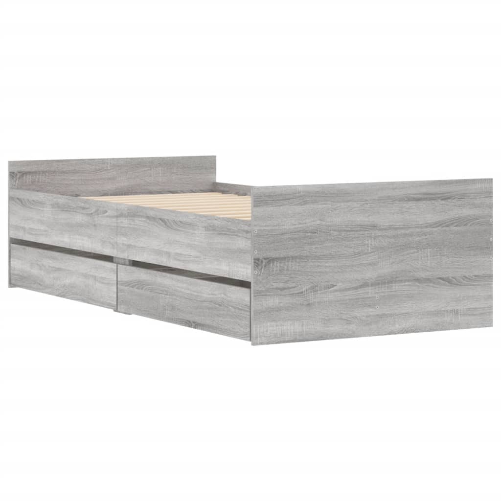 Okvir kreveta s ladicama siva boja hrasta 90x200 cm