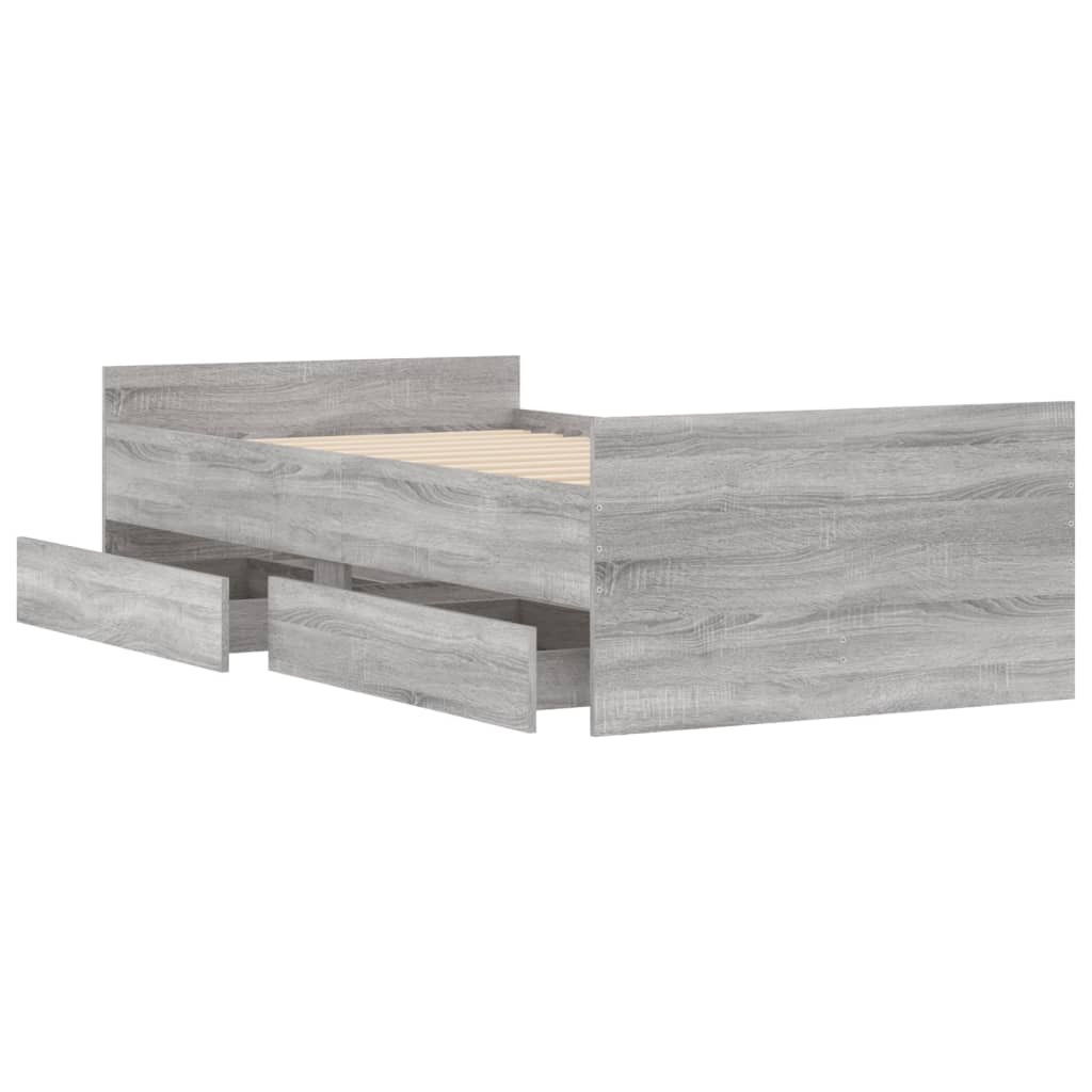 Okvir kreveta s ladicama siva boja hrasta 90x200 cm