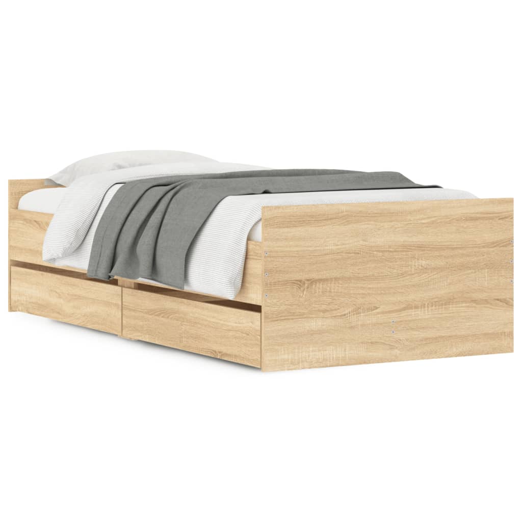 Okvir kreveta s ladicama boja hrasta 90x190 cm