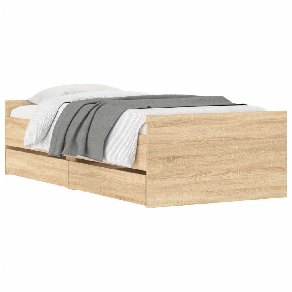 Okvir kreveta s ladicama boja hrasta 90x190 cm