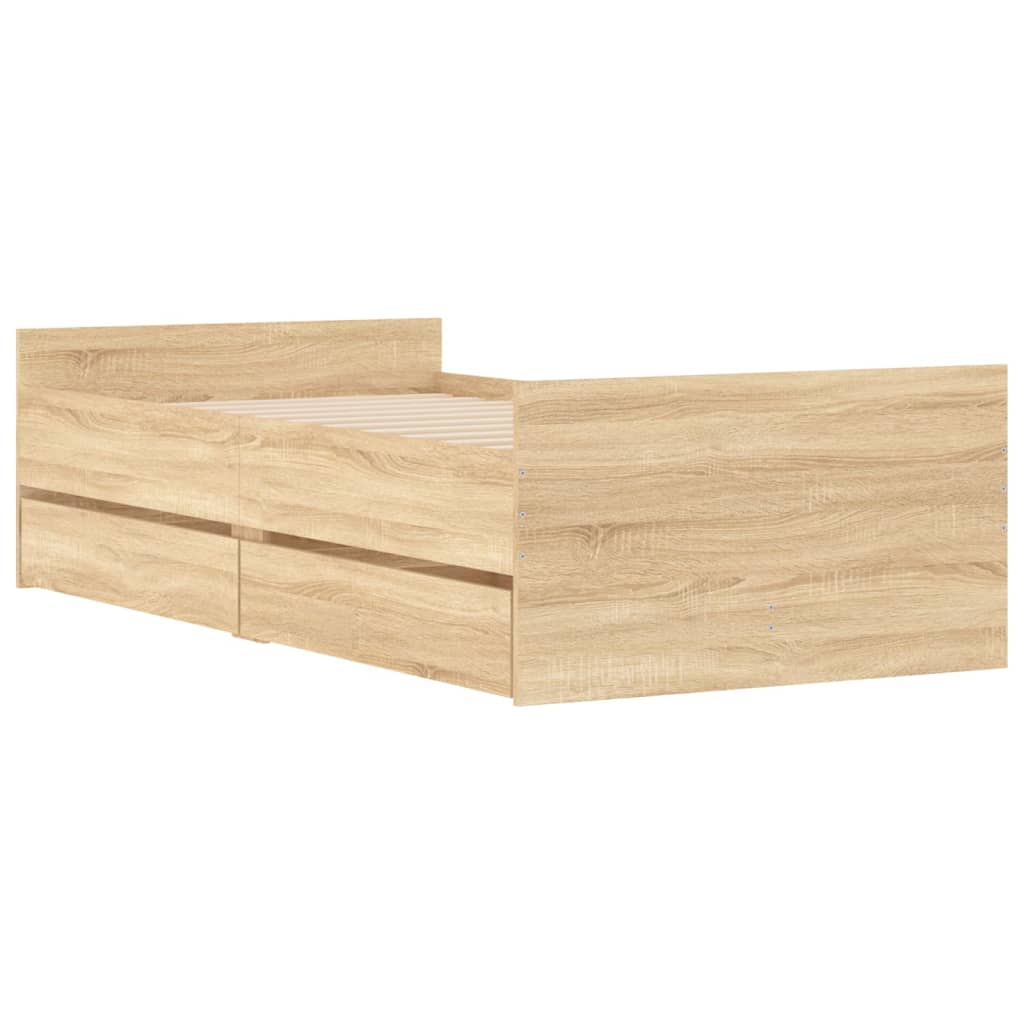 Okvir kreveta s ladicama boja hrasta 90x190 cm