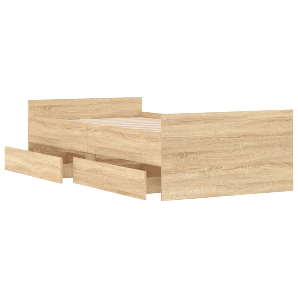 Okvir kreveta s ladicama boja hrasta 90x190 cm
