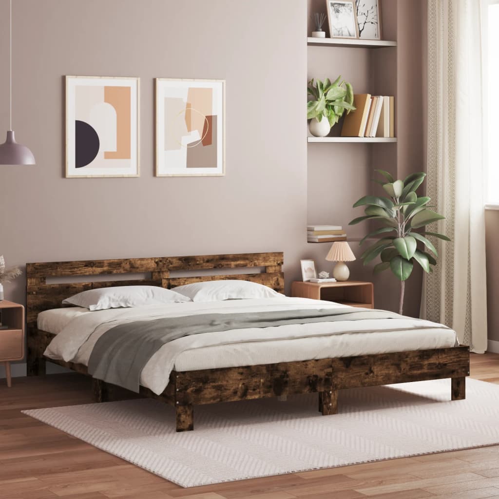 Okvir za krevet s uzglavljem boja hrasta 160x200 cm drveni
