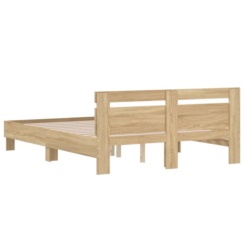 Okvir za krevet s uzglavljem boja hrasta 150x200 cm drveni
