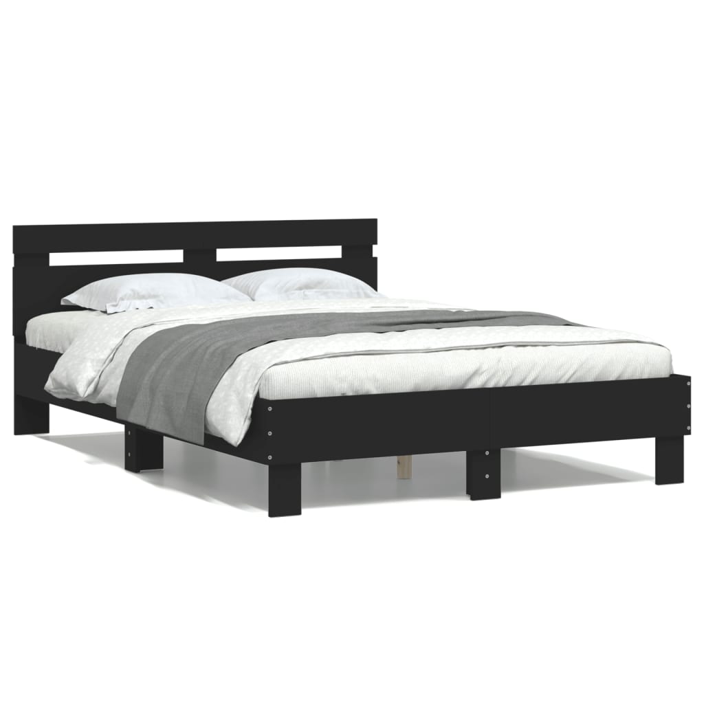 Okvir za krevet s uzglavljem crna 120x200 cm konstruiranog drva