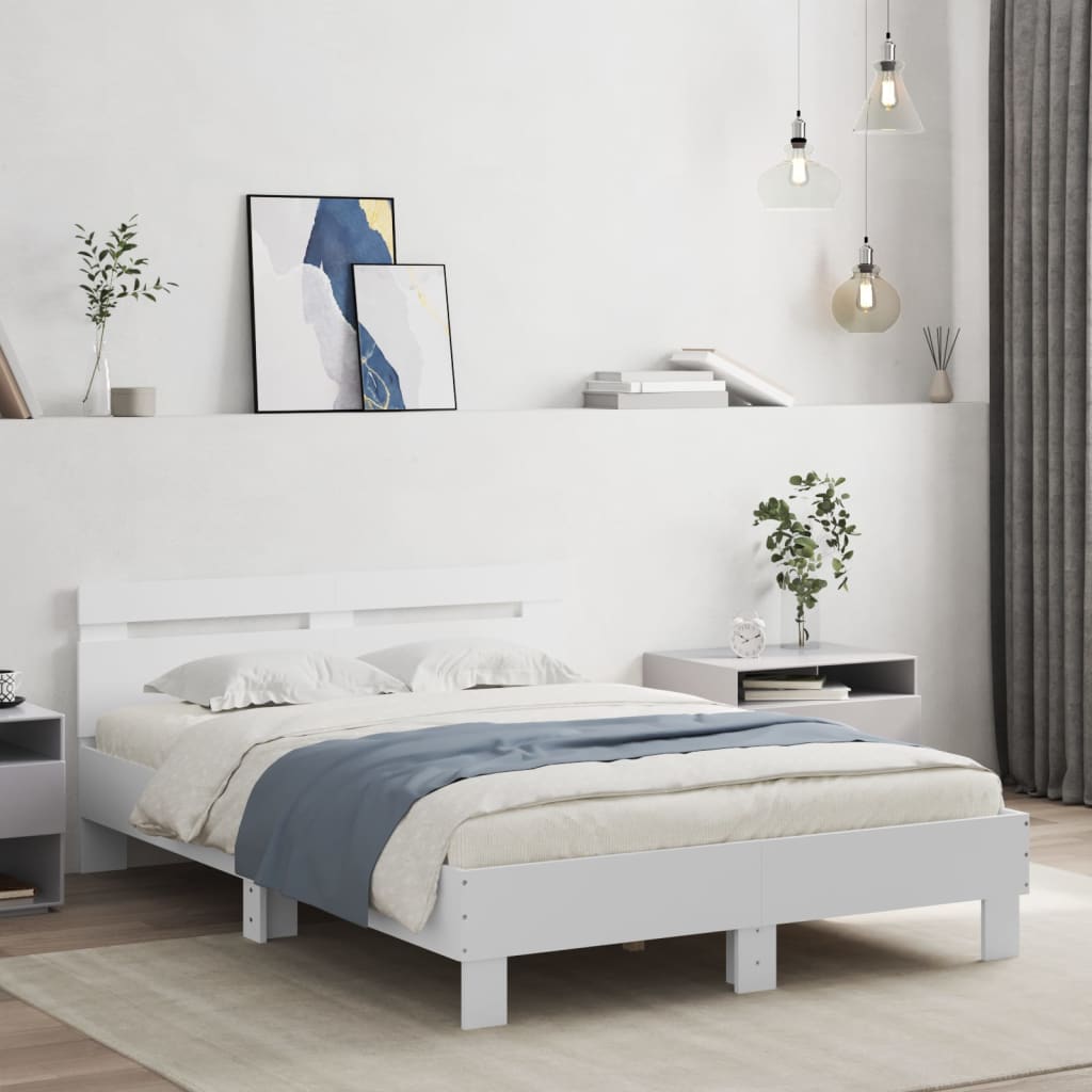 Okvir kreveta s uzglavljem bijeli 120x190 cm konstruirano drvo
