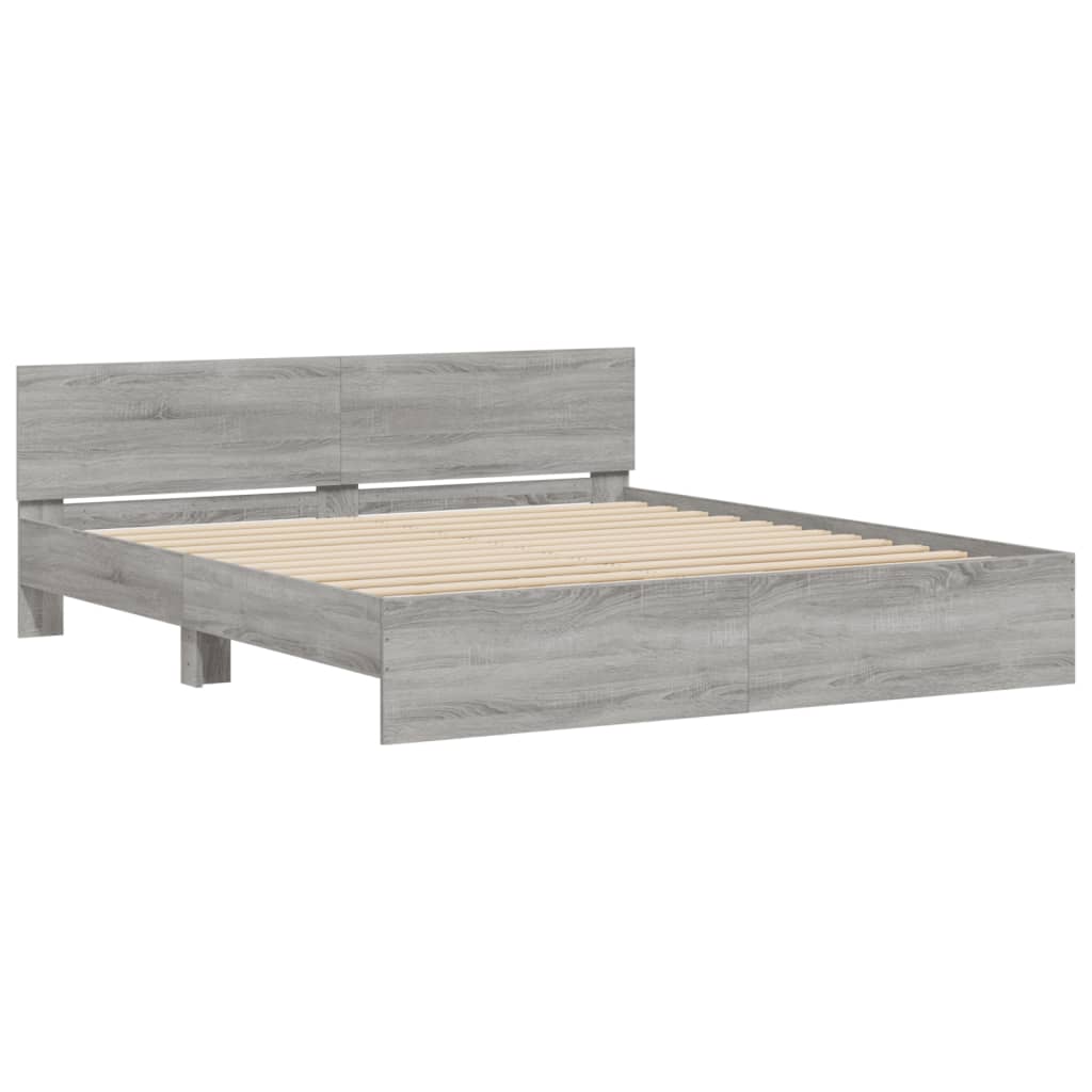 Okvir kreveta s uzglavljem siva boja hrasta 200x200 cm