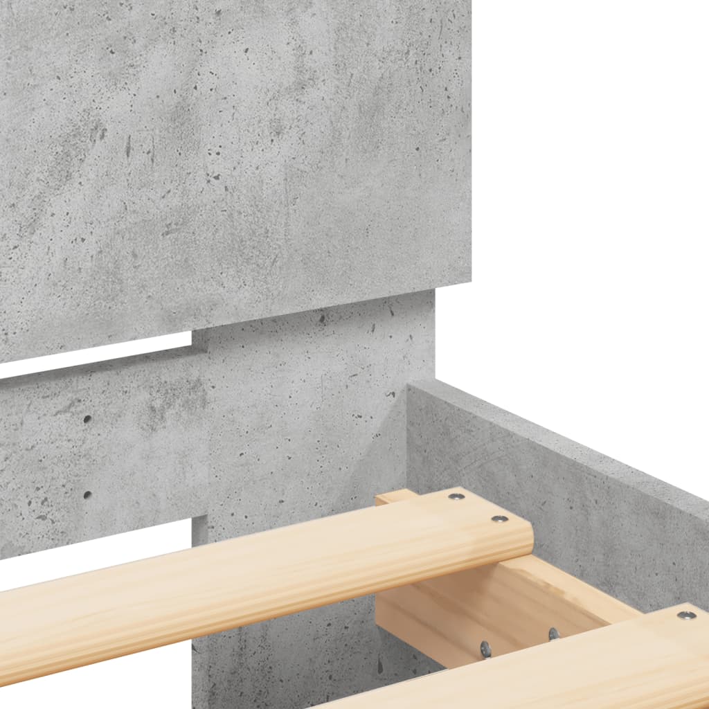 Okvir kreveta s uzglavljem boja betona 140x190 cm