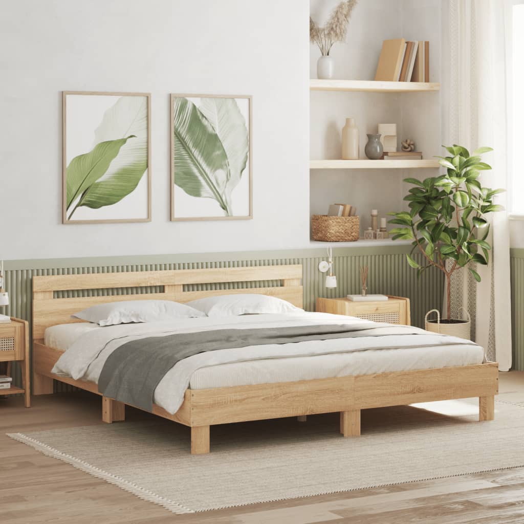 Okvir za krevet s uzglavljem i LED boja hrasta sonome 200x200cm
