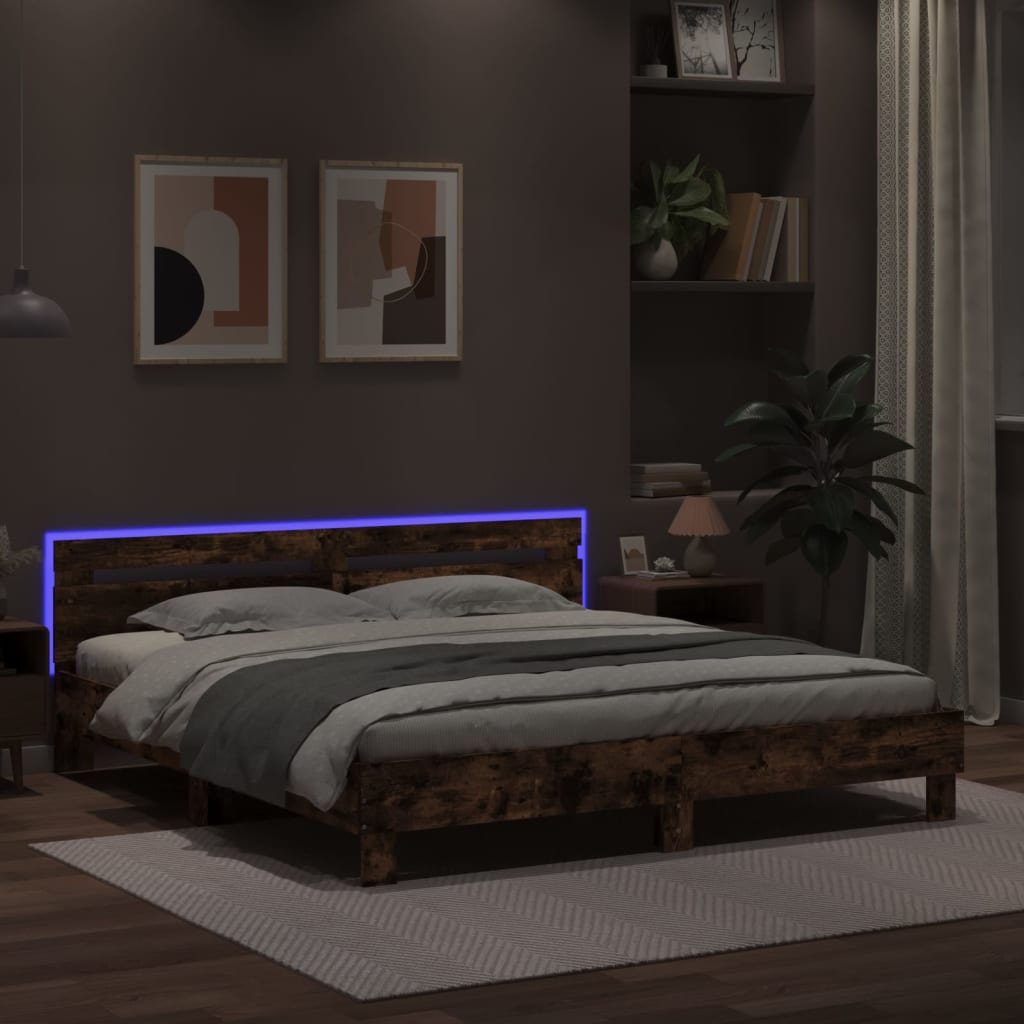 Okvir za krevet s uzglavljem i LED boja hrasta 200x200 cm