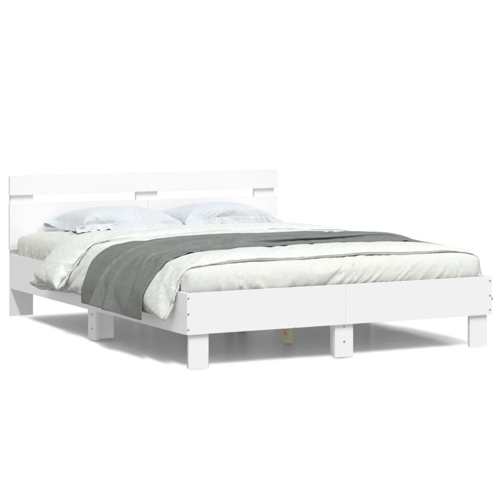 Okvir za krevet s uzglavljem i LED bijeli 150x200 cm