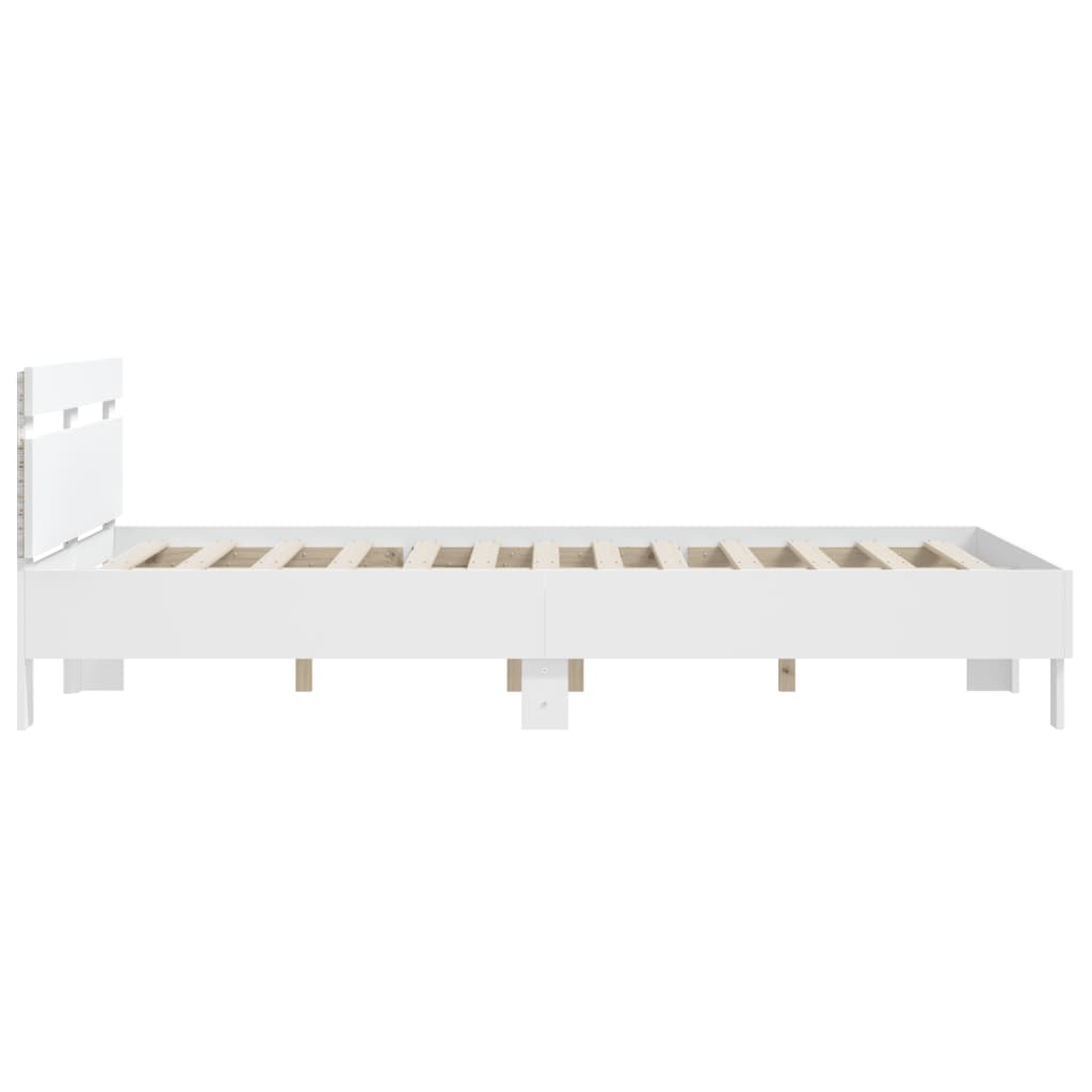 Okvir za krevet s uzglavljem i LED bijeli 150x200 cm